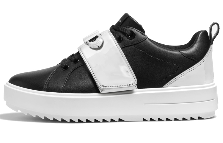 (Women) MICHAEL KORS Emmett Leather Lace-Up Low-Top 'Black White' 43F2EMFS4L001