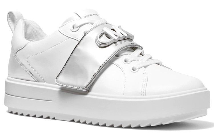 Lookbook (W) MICHAEL KORS Emmett Sepatu Kulit Tali Putih Rendah 'Gaya Fashion' 43F2EMFS2L085