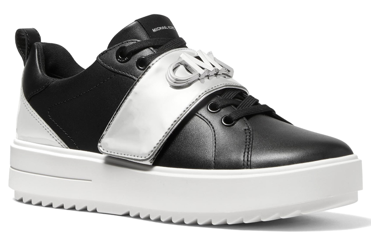 (W) MICHAEL KORS Emmett Leather Lace-Up Low-Top 'Black White' 圖 3