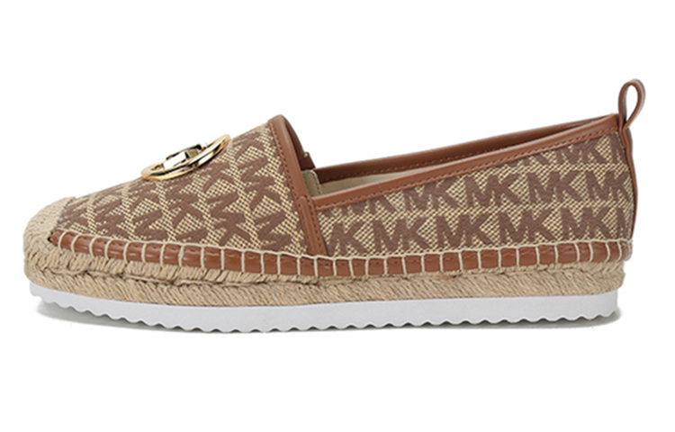 (Women) MICHAEL KORS Fabric Monogram Espadrille Flats 'Ebony' 40S1LNFP2Y-BEIGE-EBONY