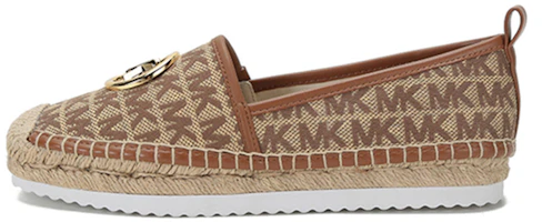 (Women) MICHAEL KORS Fabric Monogram Espadrille Flats 'Ebony' 40S1LNFP2Y-BEIGE-EBONY (Women) MICHAEL KORS Fabric Monogram Espadrille Flats 'Ebony' 40S1LNFP2Y-BEIGE-EBONY