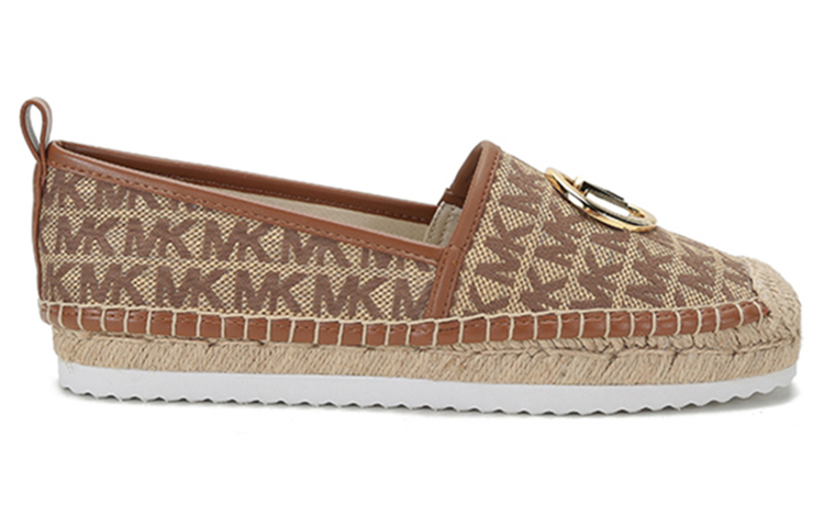 Order (Women) MICHAEL KORS Fabric Monogram Espadrille Flats 'Ebony' 40S1LNFP2Y-BEIGE-EBONY