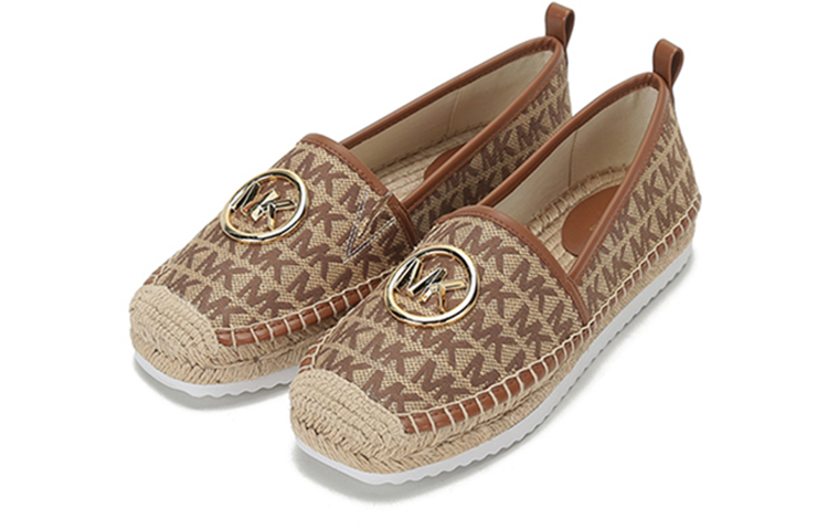Lookbook (Women) MICHAEL KORS Fabric Monogram Espadrille Flats 'Ebony' 40S1LNFP2Y-BEIGE-EBONY