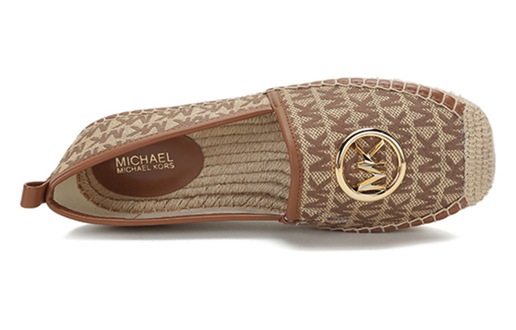 Purchase (Women) MICHAEL KORS Fabric Monogram Espadrille Flats 'Ebony' 40S1LNFP2Y-BEIGE-EBONY