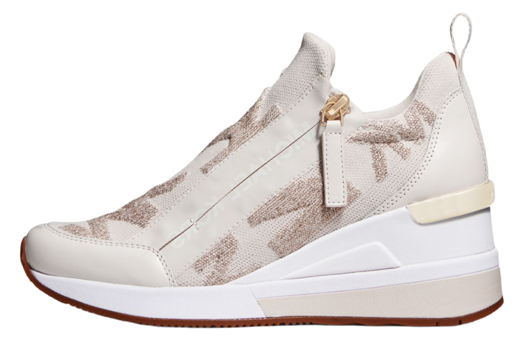 (W) MICHAEL KORS Fabric Zip Round Toe Platform 'Pale Gold'