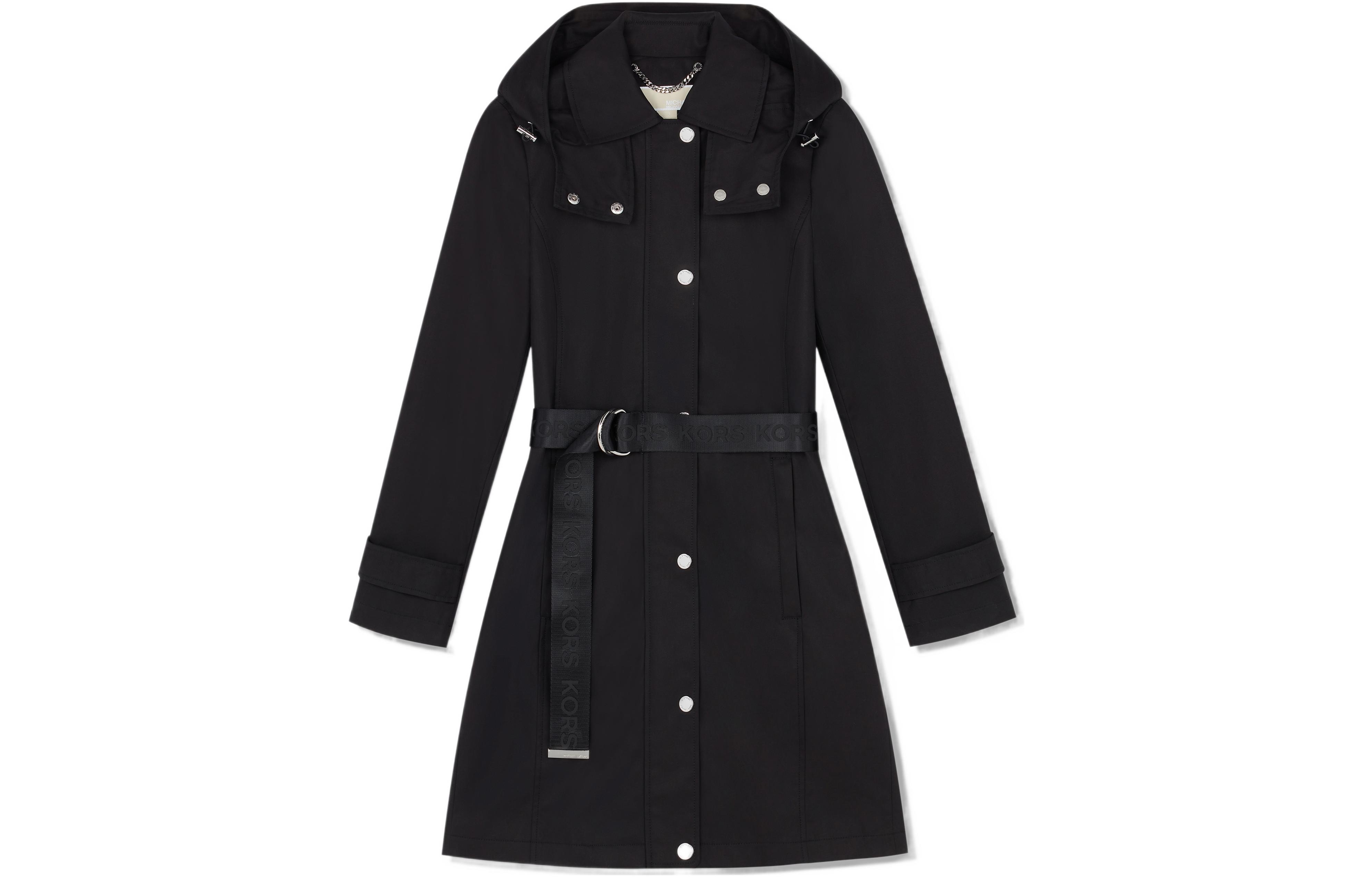 Order (W) Michael Kors FW22 Gabardina Negra con Cinturón Color Sólido. 77Q5620M72001