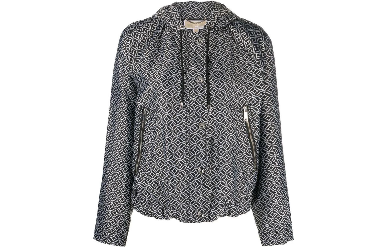 (Women) MICHAEL KORS FW22 All-Over Logo Hoodie Jacket Black MF2207S6NP110