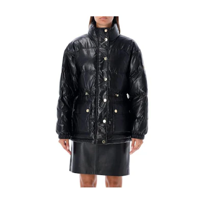 (Women) MICHAEL KORS FW23 Black Glossy Stand Collar Jacket. MF320C35TREL001