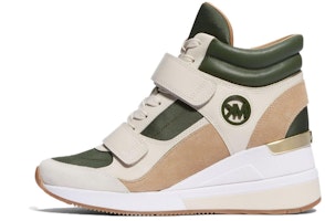 (Women) MICHAEL KORS Gentry Low 'Green Canvas Leather Comfort Wedge' 43F3GYFE2D9978 (Women) MICHAEL KORS Gentry Low 'Green Canvas Leather Comfort Wedge' 43F3GYFE2D9978