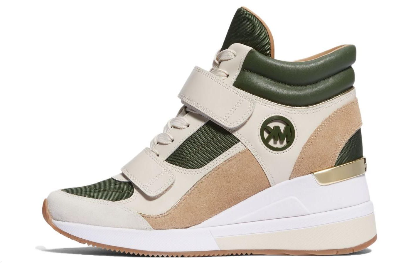 (Women) MICHAEL KORS Gentry Low 'Green Canvas Leather Comfort Wedge' 43F3GYFE2D9978