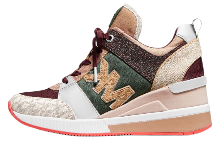 (W) MICHAEL KORS Georgie 'Logo Jacquard and Canvas Green Brown White'