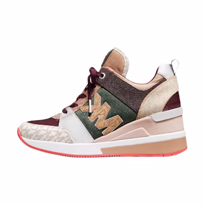 (W) MICHAEL KORS Georgie 'Logo Jacquard and Canvas Green Brown White'