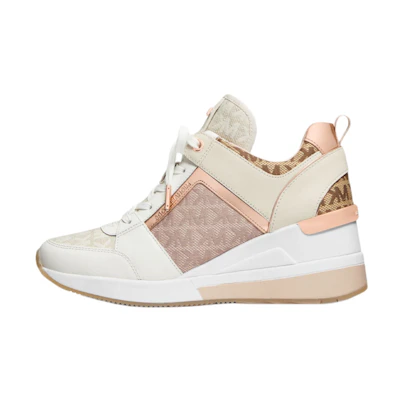 (W) MICHAEL KORS Georgie 'White Pink Logo Jacquard'