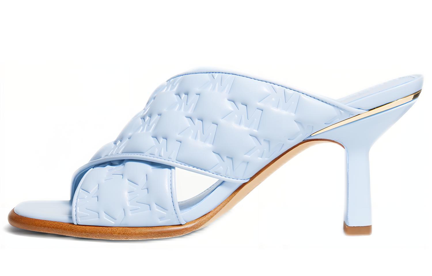 (W) MICHAEL KORS Gideon Mule High Heel Sandals 'Light Blue Embossed'