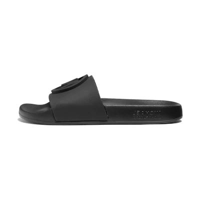 (W) MICHAEL KORS Gilmore 'Perforated Black Rubber Slide'