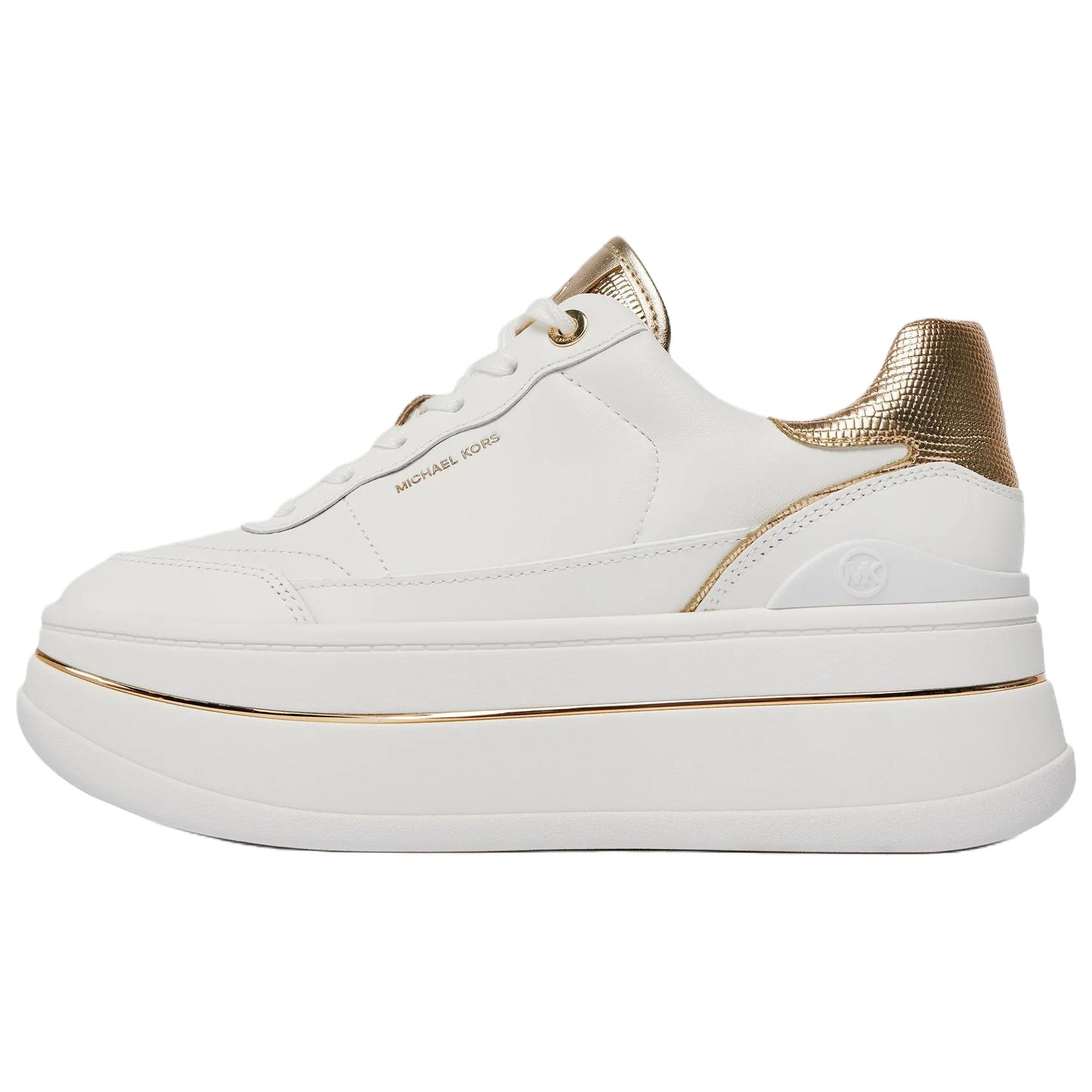 (Women) MICHAEL KORS Hayes White Platform Casual Sneakers 5.5CM Leather Shoes. 43R4HYFS2L