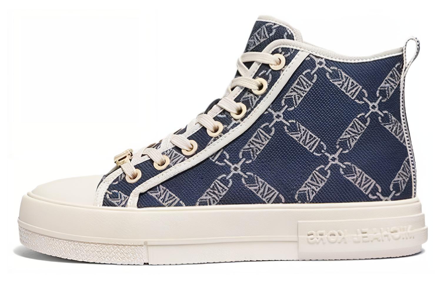 (W) MICHAEL KORS High-Top Sneaker 'Navy Logo Jacquard'