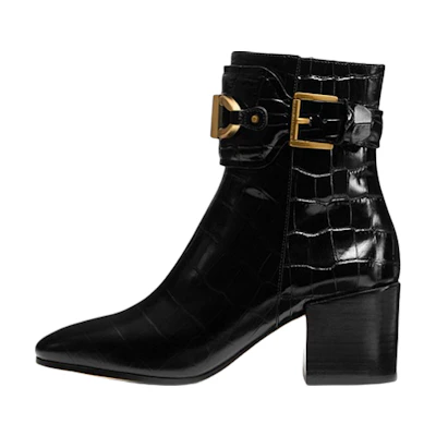 (W) MICHAEL KORS Izzy Boot 'Crocodile-Embossed Black'