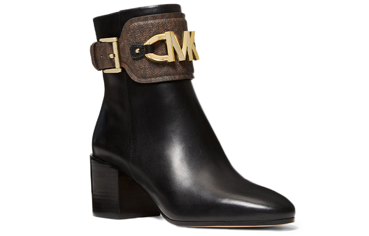 (W) MICHAEL KORS Izzy Leather and Logo Boot 'Black' 圖 2