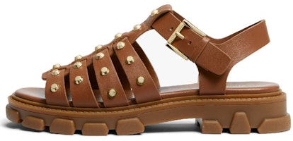 (Women) MICHAEL KORS Jagger Leather Buckle Flat Sandal 'Brown' 40S3JGFS3L230 (Women) MICHAEL KORS Jagger Leather Buckle Flat Sandal 'Brown' 40S3JGFS3L230