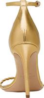 Shop MICHAEL KORS Joslyn 金屬感皮革涼鞋 女款 黃銅色