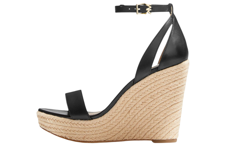 (W) MICHAEL KORS Kimberly Sandal 'Black Logo Leather'