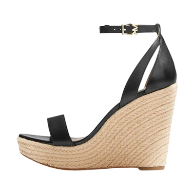 (W) MICHAEL KORS Kimberly Sandal 'Black Logo Leather'