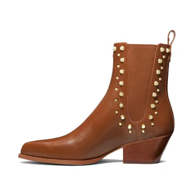 (W) MICHAEL KORS Kinlee Leather Pointed-Toe Chelsea Boots 'Brown'