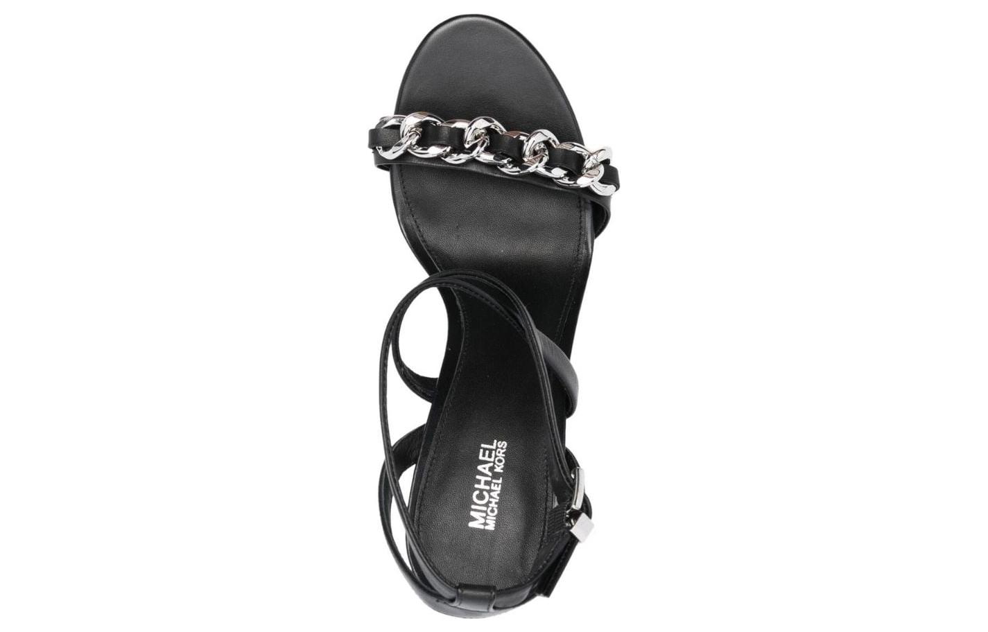 Shop MICHAEL KORS KORS系列 皮革 簡約時尚 一字帶涼鞋 女款 黑色