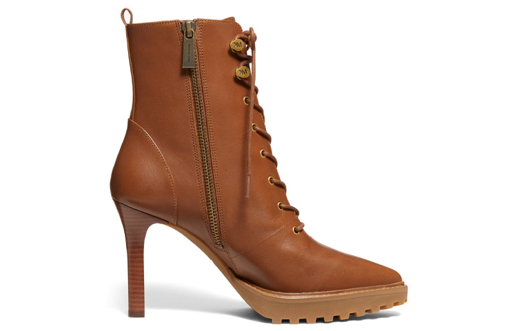 Order MICHAEL KORS Kyle 皮革高跟短筒靴 女款 棕色