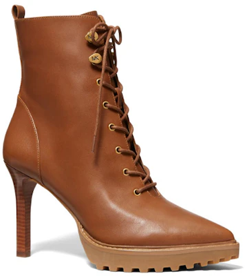 MICHAEL KORS Kyle 皮革高跟短筒靴 女款 棕色 Lookbook MICHAEL KORS Kyle 皮革高跟短筒靴 女款 棕色