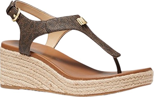 MICHAEL KORS Laney 徽標麻底坡跟涼鞋 女款 棕色 Order MICHAEL KORS Laney 徽標麻底坡跟涼鞋 女款 棕色