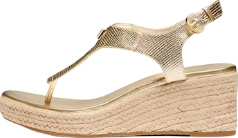 (Women) MICHAEL KORS Laney Light Gold 'Metallic Lizard-Embossed Leather Espadrille Wedge' 40T0LAMS1M (Women) MICHAEL KORS Laney Light Gold 'Metallic Lizard-Embossed Leather Espadrille Wedge' 40T0LAMS1M