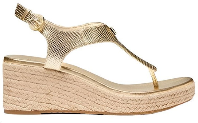 (Women) MICHAEL KORS Laney Light Gold 'Metallic Lizard-Embossed Leather Espadrille Wedge' 40T0LAMS1M Order (Women) MICHAEL KORS Laney Light Gold 'Metallic Lizard-Embossed Leather Espadrille Wedge' 40T0LAMS1M