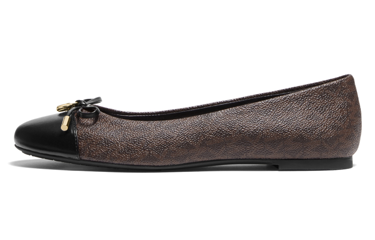(W) MICHAEL KORS Leather 'Brown Black Monogram Ballet Flats'