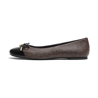 (W) MICHAEL KORS Leather 'Brown Black Monogram Ballet Flats'