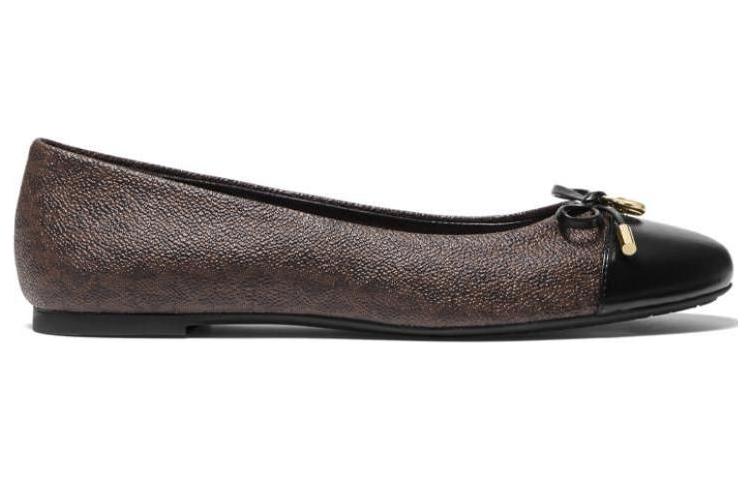 (W) MICHAEL KORS Leather 'Brown Black Monogram Ballet Flats' 圖 2
