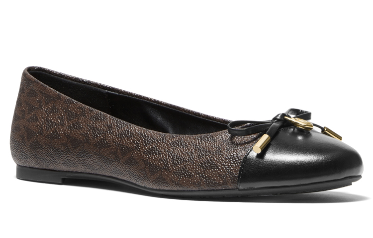 (W) MICHAEL KORS Leather 'Brown Black Monogram Ballet Flats' 圖 3