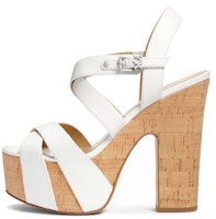 (Women) MICHAEL KORS Leather Buckle Chunky Heel Sandal 'White Fashion' 40S3SKMS1L085 (Women) MICHAEL KORS Leather Buckle Chunky Heel Sandal 'White Fashion' 40S3SKMS1L085