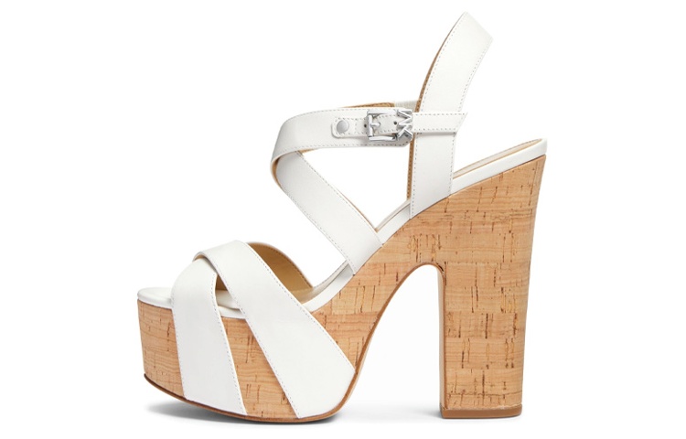 Buy (W) MICHAEL KORS Leren Gesp Chunky Hak Sandalen ''Witte Mode'' 40S3SKMS1L085