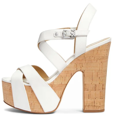 (W) MICHAEL KORS Leren Gesp Chunky Hak Sandalen ''Witte Mode'' 40S3SKMS1L085 Buy (W) MICHAEL KORS Leren Gesp Chunky Hak Sandalen ''Witte Mode'' 40S3SKMS1L085