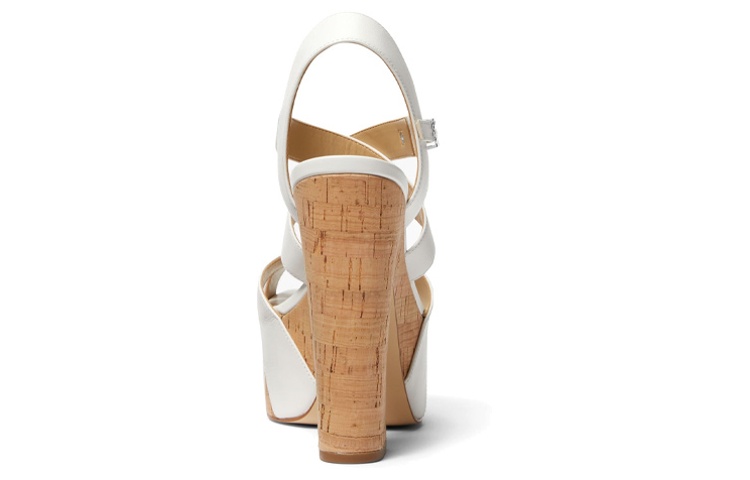 Shop (W) MICHAEL KORS Leren Gesp Chunky Hak Sandalen ''Witte Mode'' 40S3SKMS1L085