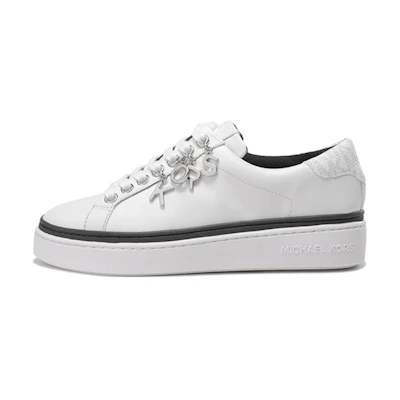 (W) MICHAEL KORS Leather Charm Lace-Up Sneaker 'White'