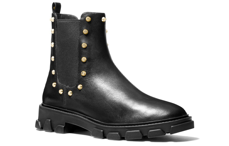 Lookbook (W) MICHAEL KORS Sepatu Boot Chelsea Kulit 'Studded Black' 40F2RIFE5L0001