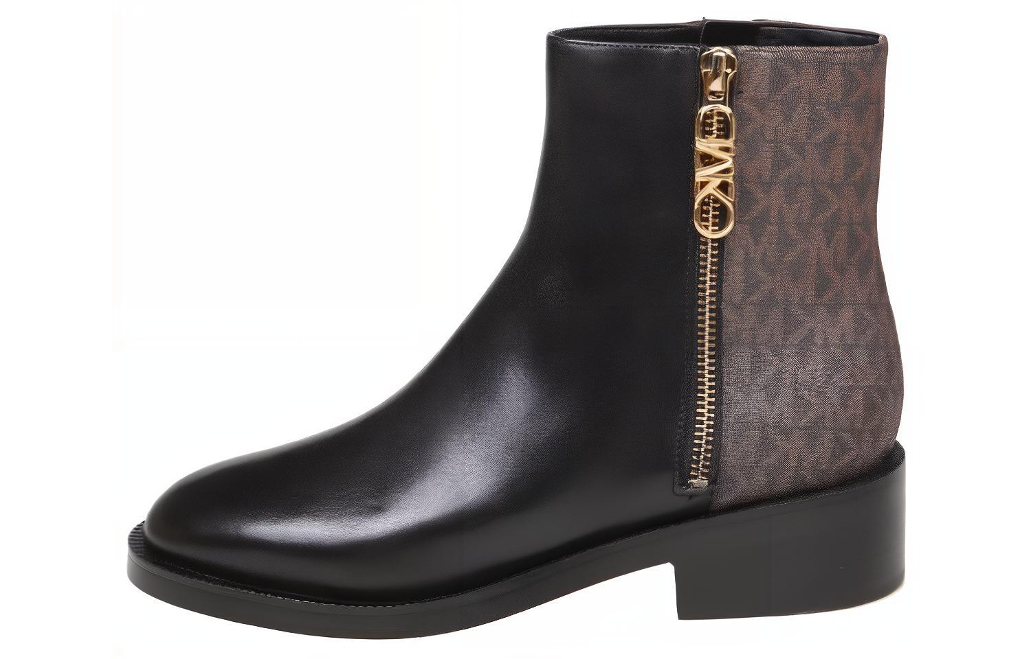(Women) MICHAEL KORS Leather Comfort Round Toe Ankle Boot 'Black' 40F3RGME6L007