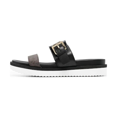 (W) MICHAEL KORS Leather CMFT Slides 'Black Casual'