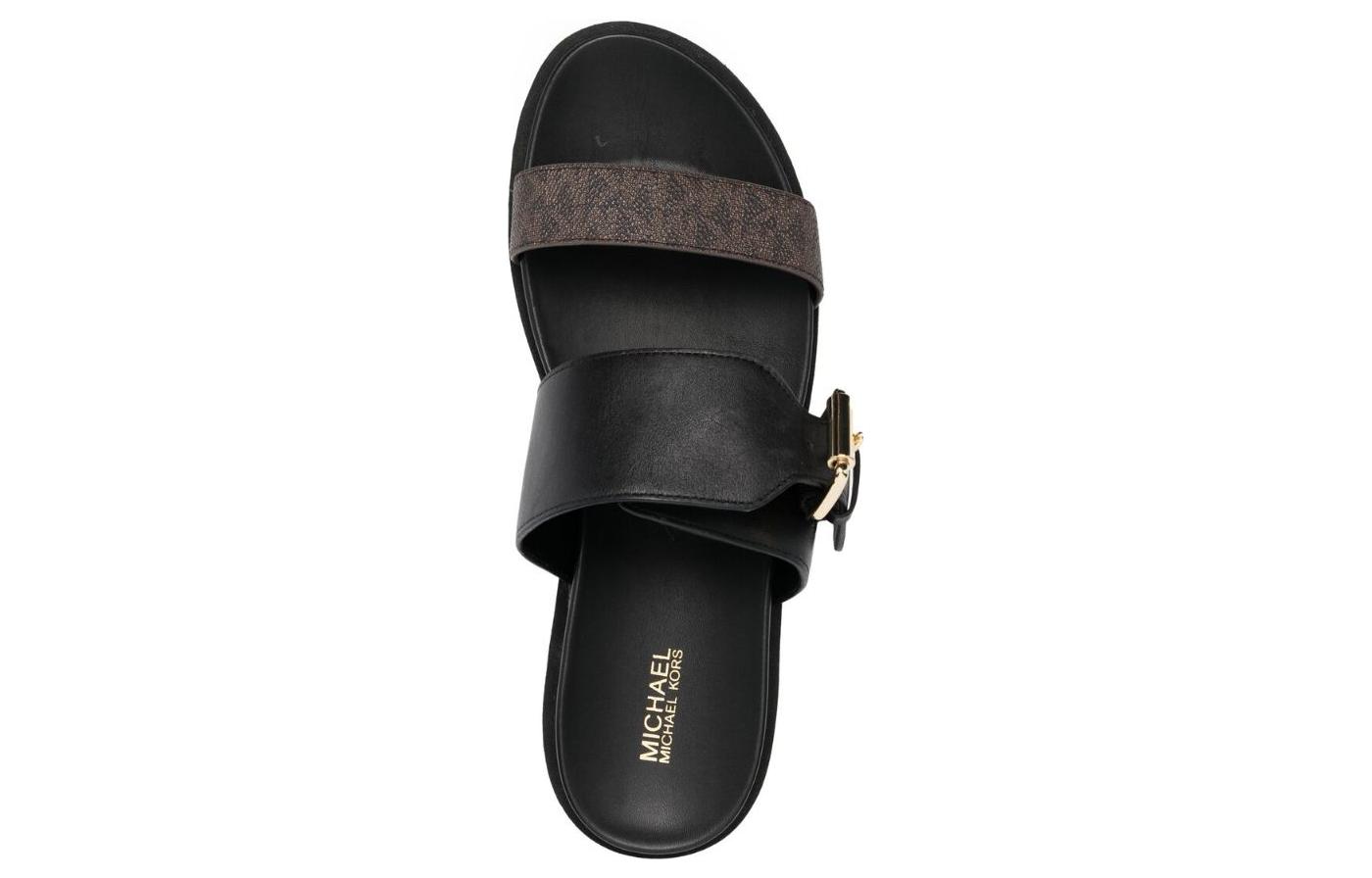 (W) MICHAEL KORS Leather CMFT Slides 'Black Casual' 圖 4