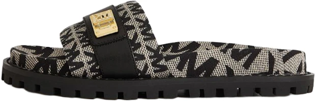 (Women) MICHAEL KORS Leather Fabric Black 'Monogram Slide' 40T2PDFA1Y006 (Women) MICHAEL KORS Leather Fabric Black 'Monogram Slide' 40T2PDFA1Y006