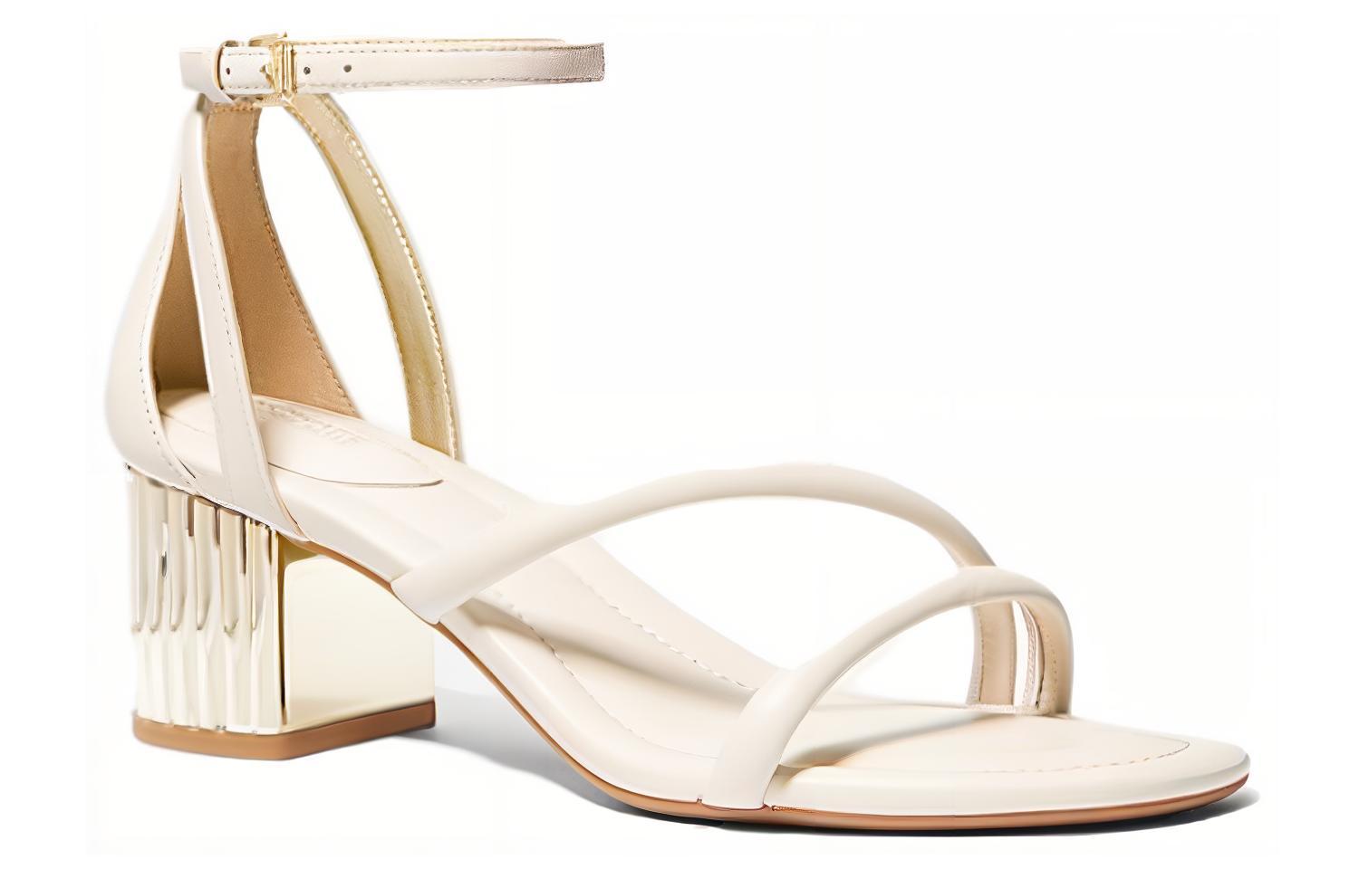 (W) MICHAEL KORS Leather Fashion Casual Slide Sandals 'White' 圖 4