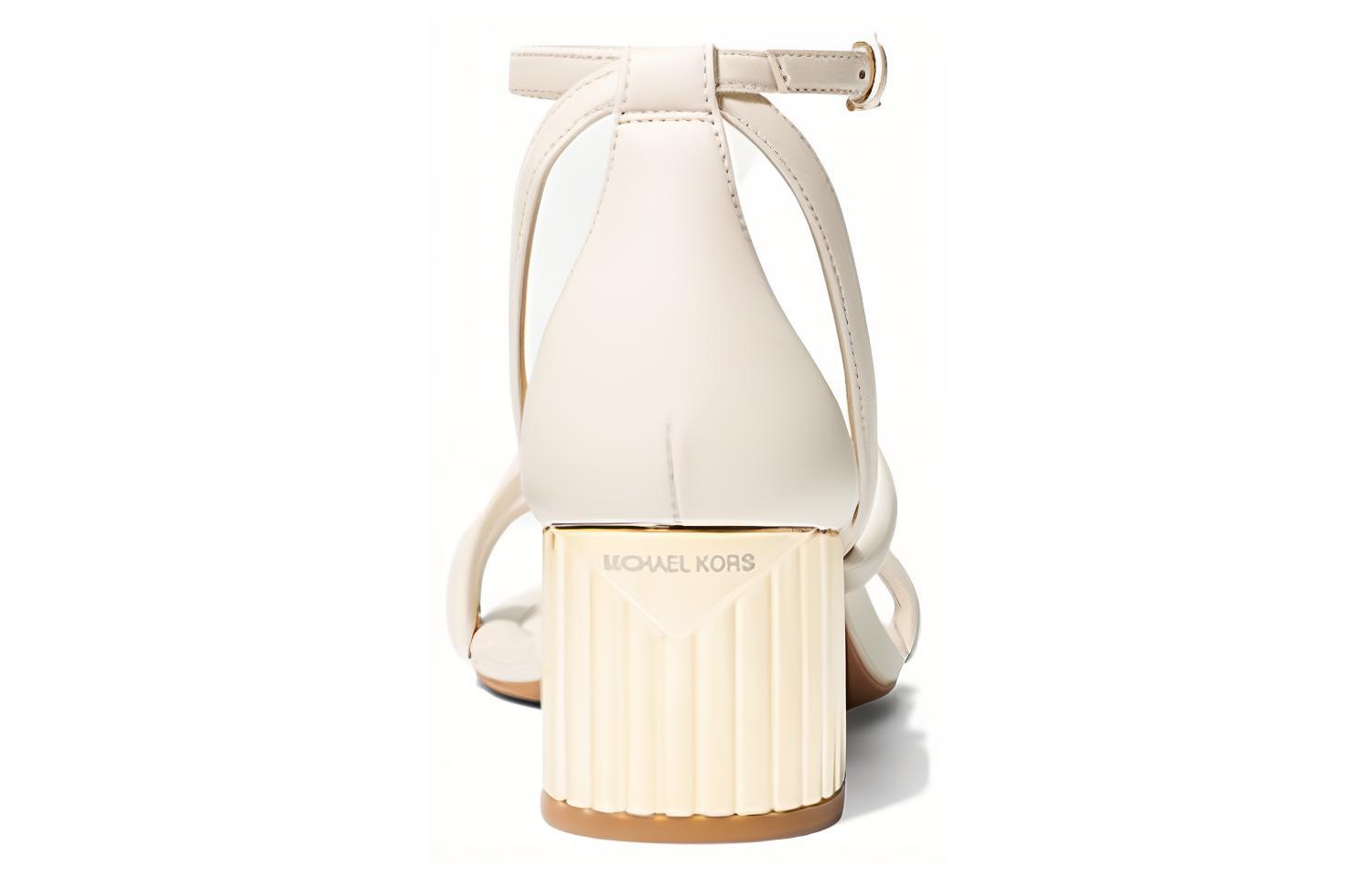 (W) MICHAEL KORS Leather Fashion Casual Slide Sandals 'White' 圖 5